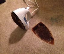 Как убрать след от утюга на ковре