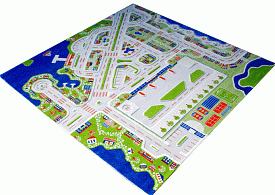 Детский развивающий игровой рельефный 3D ковер Городок с дорогами арт.200Х200