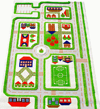 Детский развивающий игровой рельефный 3D ковер с дорогами Городской Траффик зеленый