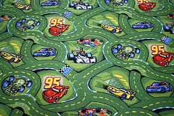 Детский ковер-палас с дорогами  Формула-1 зеленый