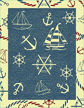Ковер МОРСКОЙ якоря-кораблики-штурвалы