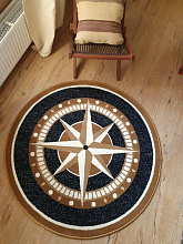 Ковер Морской РОЗА ВЕТРОВ темно-синий КРУГ