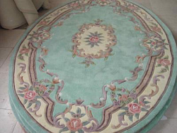 Ковер ручной работы ФЛОРА 510 акрил зеленый    ОВАЛ