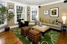 Зеленый ковер в интерьере