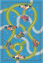 Детский ковер Гоночная трасса голубой 