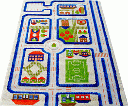 Детский развивающий игровой рельефный 3D ковер с дорогами Городской Траффик арт.160Х230 синий