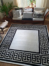 Ковер ручной работы МЕАНДР white and black